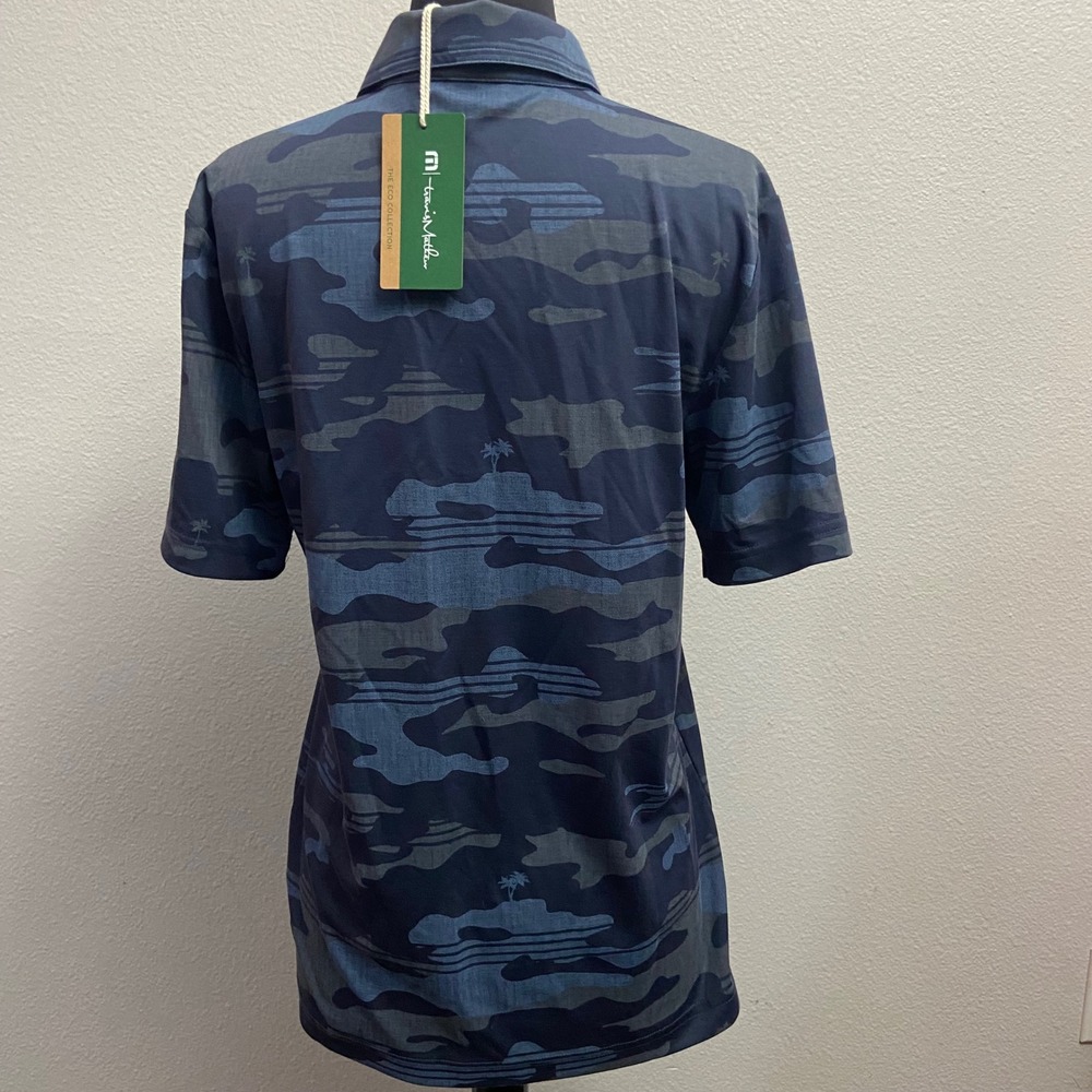 Travis‎ Mathew Mens Small Beachside Stealth Polo Shirt Blue Camo Golf NEW FLAW - Picture 8 of 9